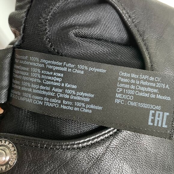 All Saints 1 BTL Stud Driver Gloves Goat Leather Silver Nail Head Studs Black S - Picture 10 of 13